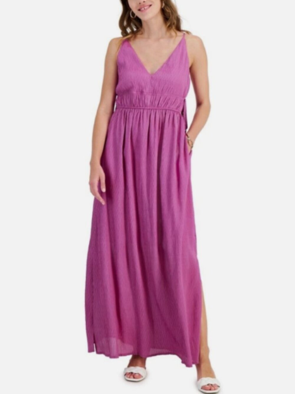 Taylor Sleeveless Maxi Dress Orchid Purple Side-Slit Pockets Size XS Women's